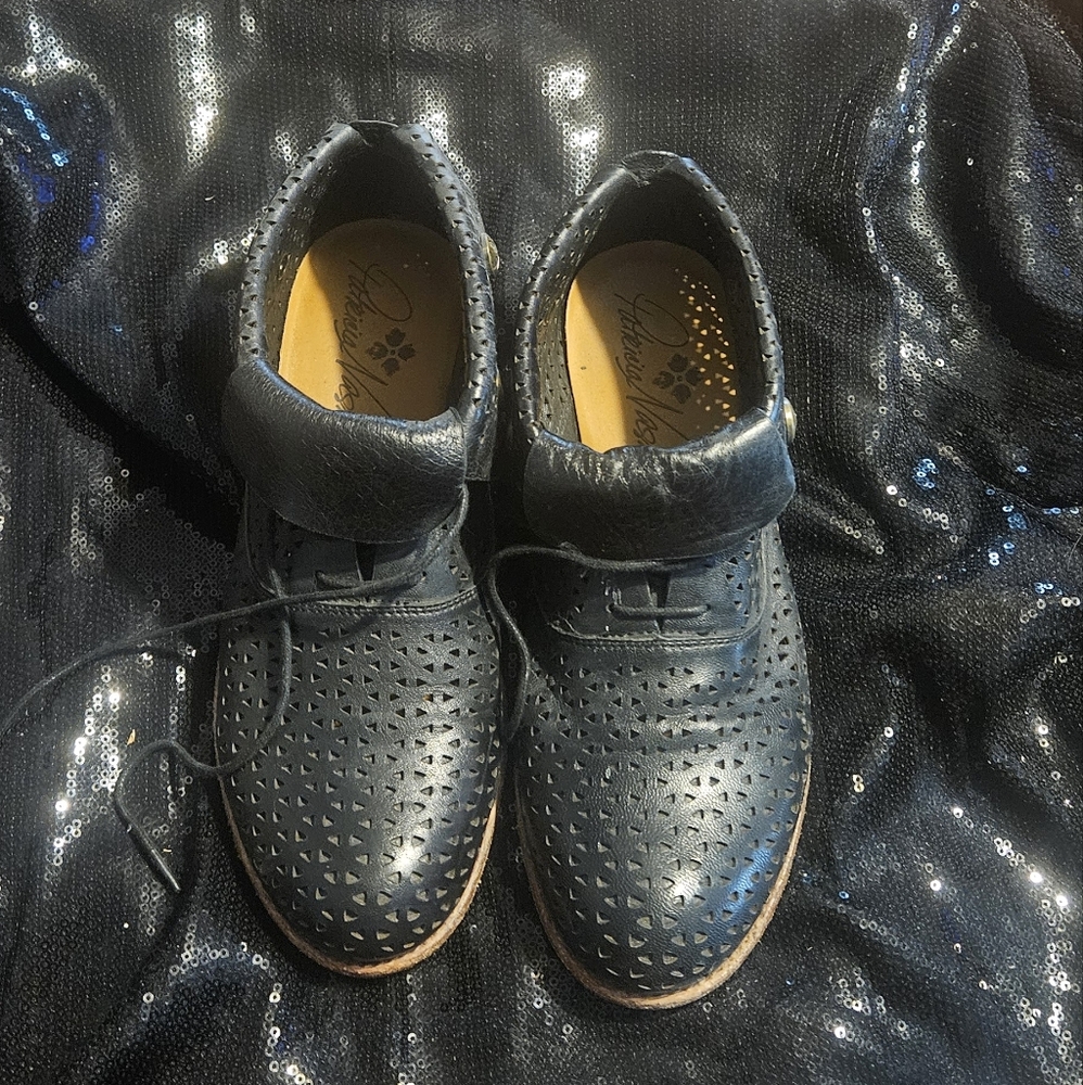 Black Perforated Leather Shoes